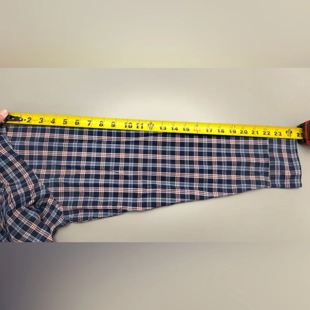 Banana Republic Navy and Pink Plaid Shirt